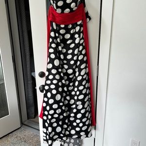 Sparkle Prom Dress Size 6 Black and White Polka Dots
